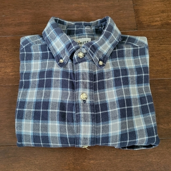 Carhartt Men's Button-Up Flannel Work Casual Shirt Size M Blue/Gray 100% Cotton - Picture 10 of 10
